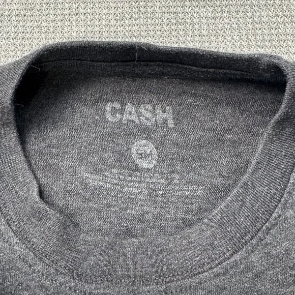 Johnny Cash Man In Black Graphic T-Shirt Short Sleeve Charcoal Gray Adult Small - Picture 6 of 10